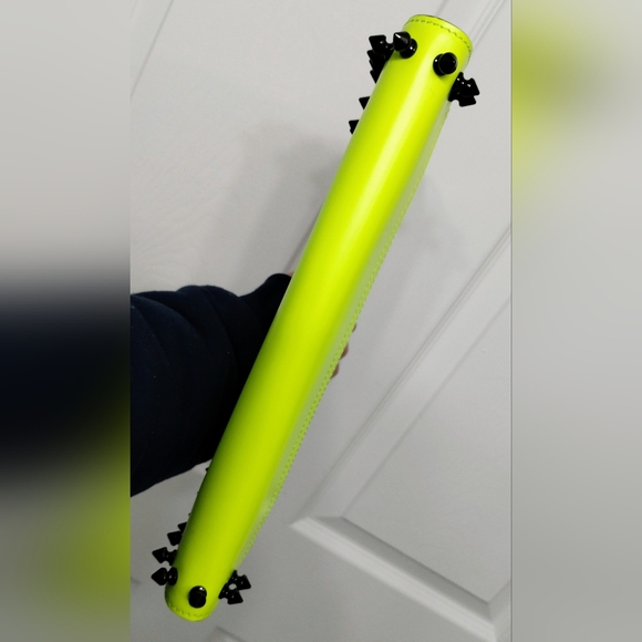 MCM Spiked Clutch Black And Neon Yellow - Picture 8 of 14